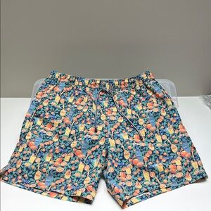 Peter Millar Men's Swim Trunks Bright Cocktail Orange Design Size Large EUC